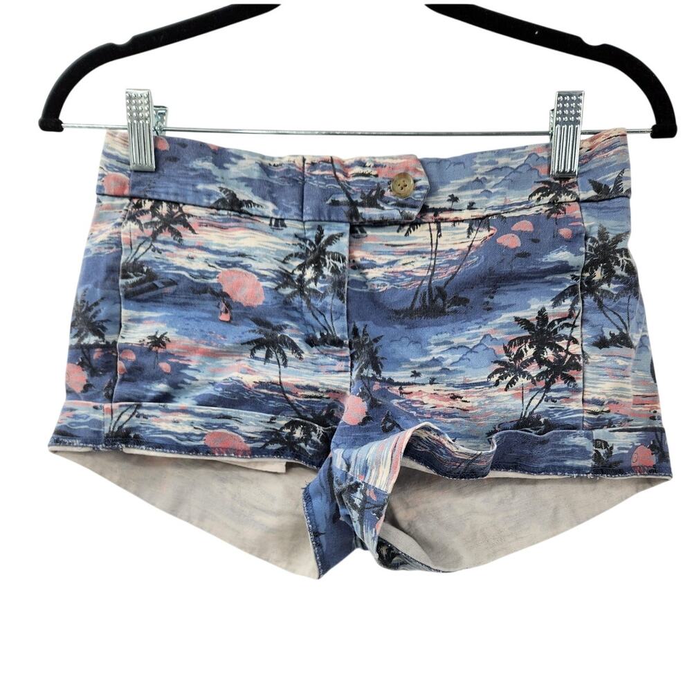 J CREW Tropical Print Stretch Shorts Womens Size 00 Summer Vacation